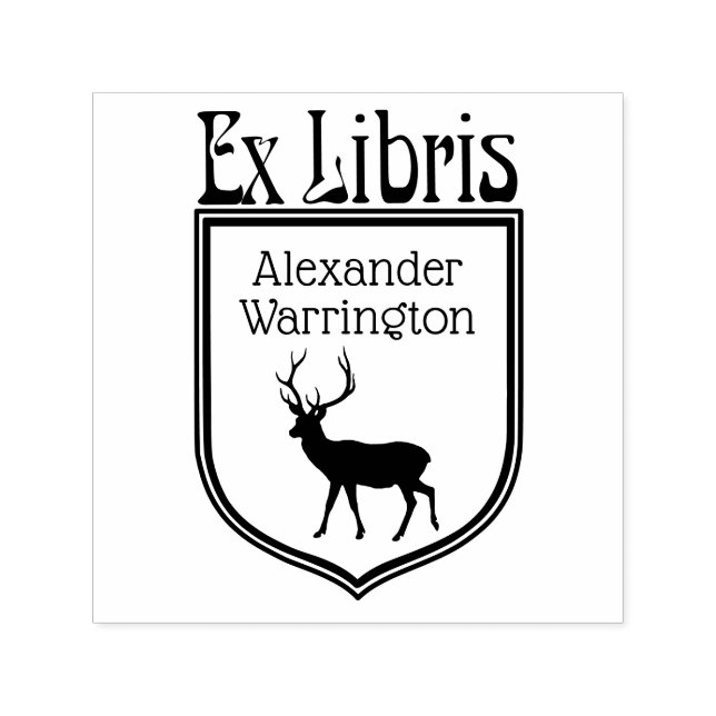 Sello Automático Deer Silhouette Escudo Ex Libris Book Name (Diseño)