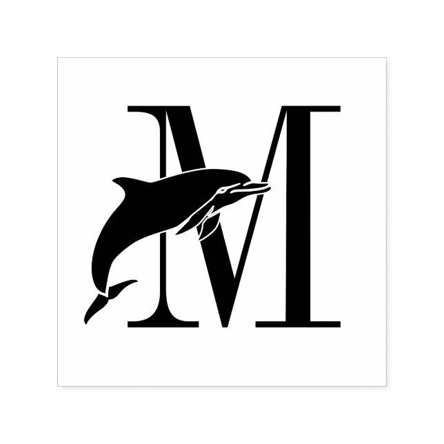 Sello Automático Delfín Saltando Sobre Monograma Inicial Negrita Si (Diseño)