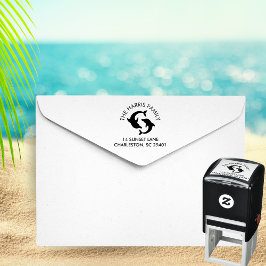Sello Automático Delphins Silhouette Family Name Return Address