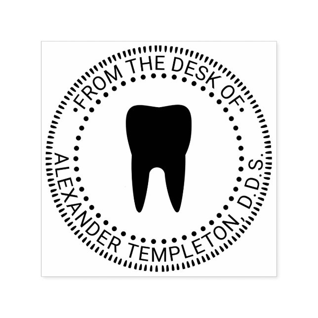 Sello Automático Dentista Diente “De la mesa de”, “oficina de” (Diseño)
