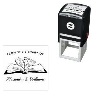 Sello Automático Desde la biblioteca de su nombre Flor de libros ab