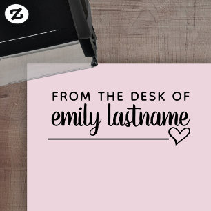 Sello Automático Desde la mesa del nombre - Script Whimsical Heart
