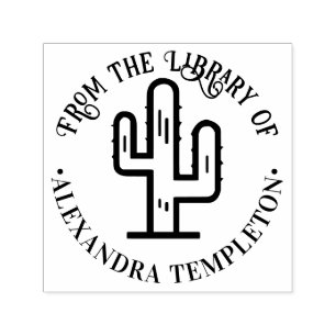 Sello Automático Desert Cactus "De la biblioteca de" nombre del lib