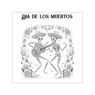 Sello Automático Dia de los Muertos bailando mariachis personalizab