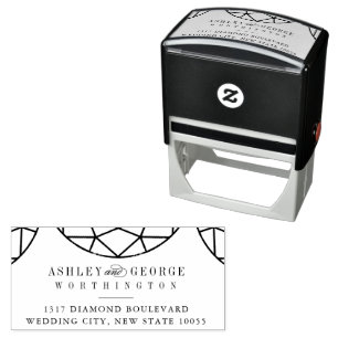Sello Automático Diamante Redondo Gema Geométrica Monograma Chic Bo