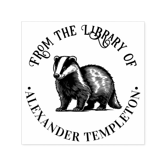 Sello Automático Dibujo de "De la biblioteca de" con un distintivo  (Diseño)