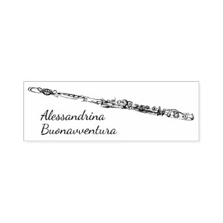 Sello Automático Dibujo de flauta con nombre personalizado