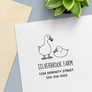 Sello Automático Dibujo de pareja de patos blancos lindos