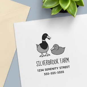 Sello Automático Dibujo de patos reales de granja adorables pareja