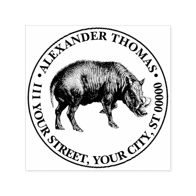 Sello Automático Dibujo Vintage de jabalíes (Diseño)