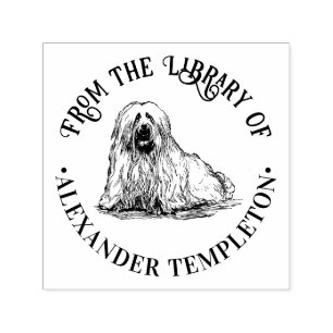 Sello Automático Dibujo vintage de terrier maltés Biblioteca Nombre