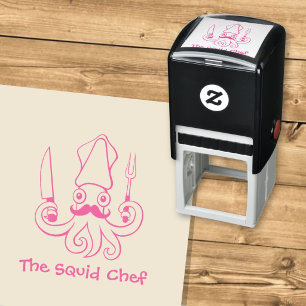 Sello Automático Dibujos animados de chef calamar