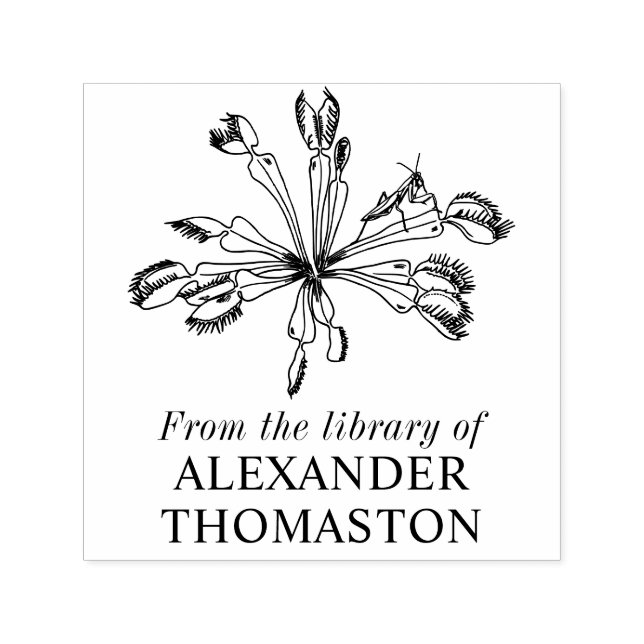 Sello Automático Dionaea Plantamantis Biblioteca Libro Nombre (Diseño)