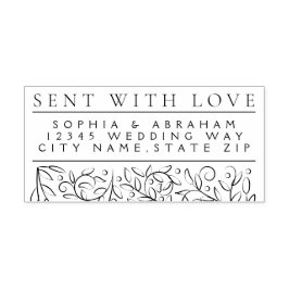 Sello Automático Dirección Boda de esbozo de hojas de desplazamient