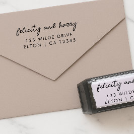 Sello Automático Dirección Boda moderna | Guión de nombre de pareja