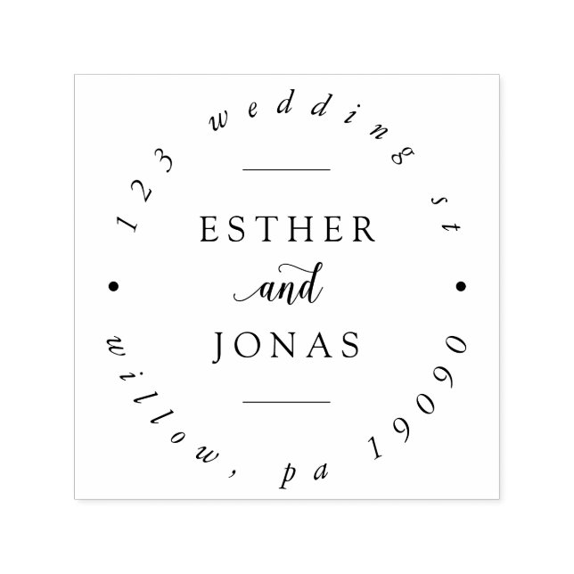 Sello Automático Dirección circular de Boda de guión antiguo (Diseño)