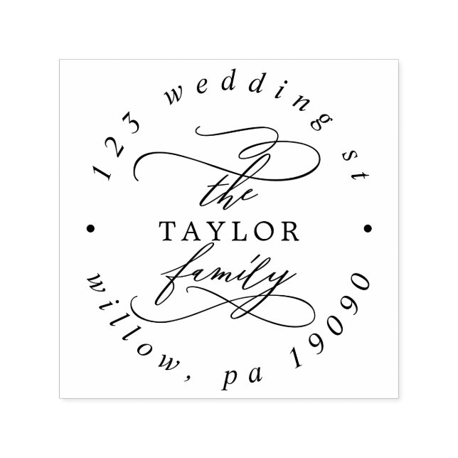 Sello Automático Dirección circular de tarjeta de vacaciones famili (Diseño)