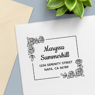 Sello Automático Dirección de Bouquet Corner Rosa Flowers