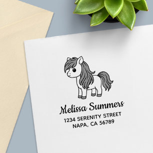 Sello Automático Dirección de caballo pony de dibujos animados lind