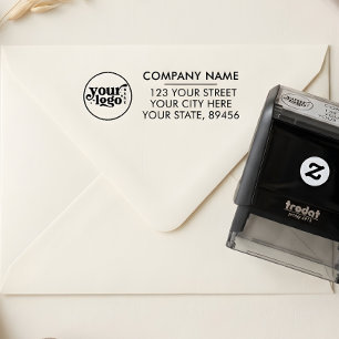 Sello Automático Dirección de devolución comercial Logotipo de empr