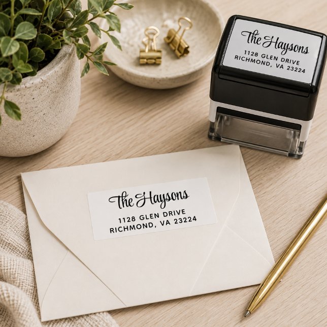 Sello Automático Dirección de devolución con letra elegante (Stylish Script Return Address Self-inking Stamp)