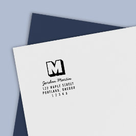 Sello Automático Dirección de devolución con monograma y nombre en 