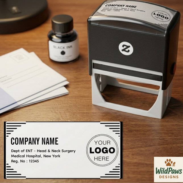 Sello Automático Dirección de devolución con tinta personalizada |  (Custom Self-Inking Return Address| Business Logo Stamp
)