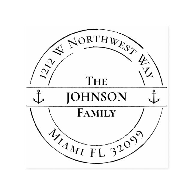 Sello Automático Dirección de devolución de anclas náuticas minimal (Diseño)