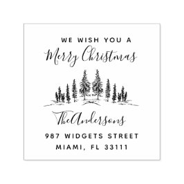 Sello Automático Dirección de devolución de árbol de pino de vacaci