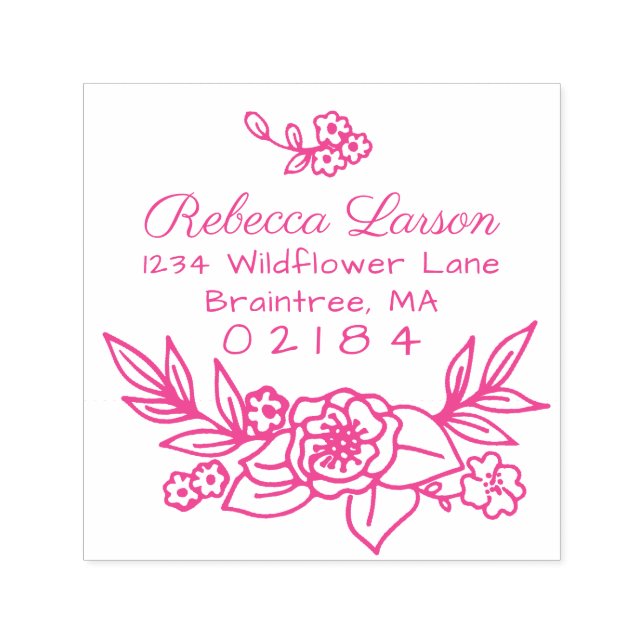 Sello Automático Dirección de devolución de arreglos florales dibuj (Diseño)