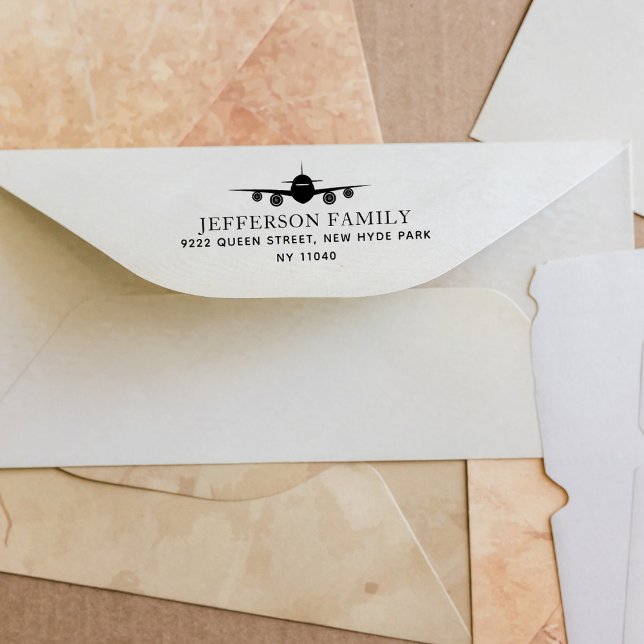 Sello Automático Dirección de devolución de avión elegante de viaje (Subido por el creador)