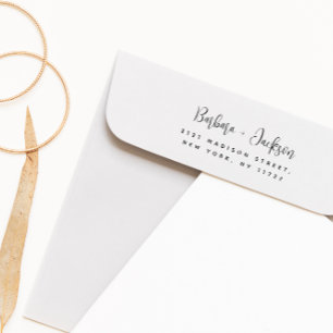 Sello Automático Dirección de devolución de Boda con estilo de escr