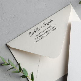 Sello Automático Dirección de devolución de boda con letra elegante