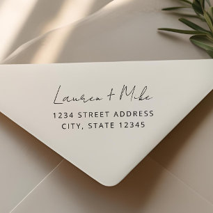Sello Automático Dirección de devolución de boda con letra manuscri