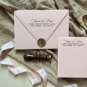 Sello Automático Dirección de devolución de boda con letra moderna