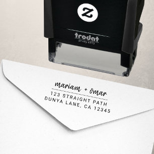 Sello Automático Dirección de devolución de boda con nombre de escr