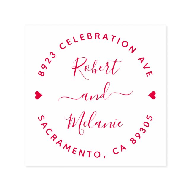 Sello Automático Dirección de devolución de Boda de nombres escrito (Diseño)