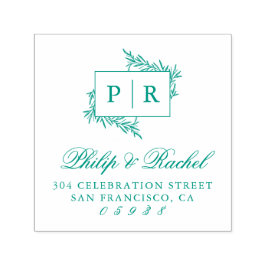 Sello Automático Dirección de devolución de Boda de ramas de mano d