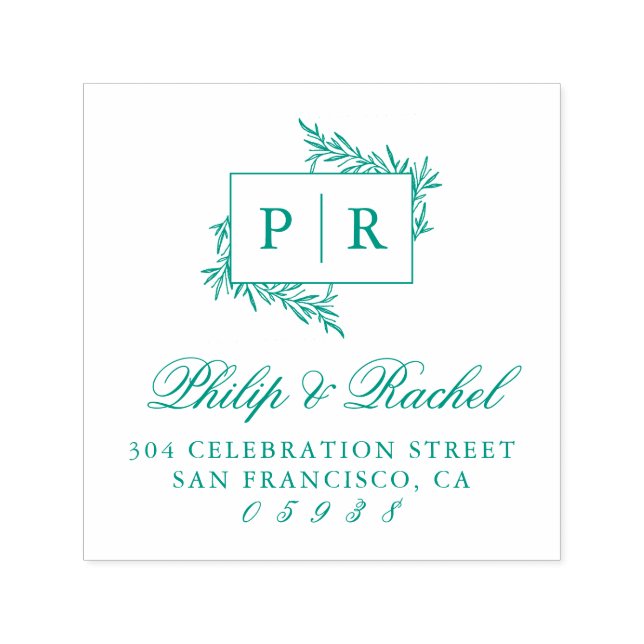 Sello Automático Dirección de devolución de Boda de ramas de mano d (Diseño)