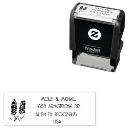 Sello Automático Dirección de devolución de Boda floral de Texas Bl