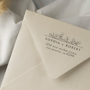 Sello Automático Dirección de devolución de Boda floral Minimalista