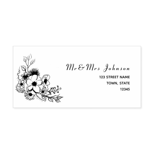 Sello Automático Dirección de devolución de boda floral rústica (Diseño)