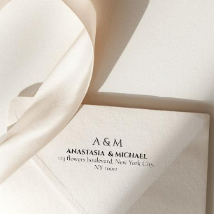 Sello Automático dirección de devolución de boda minimalista blanca