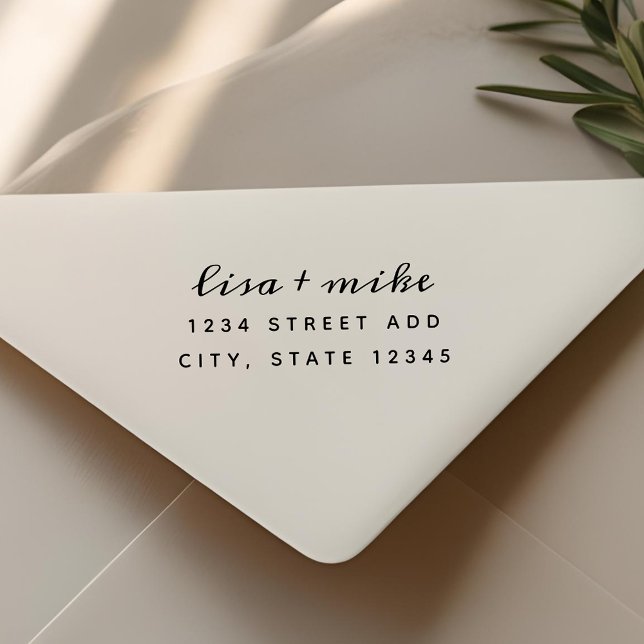 Sello Automático Dirección de devolución de Boda moderna y elegante (Subido por el creador)