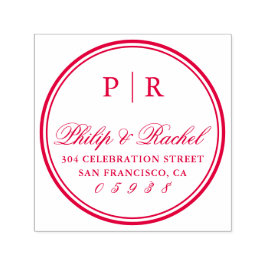 Sello Automático Dirección de devolución de Boda redondeado de Inic