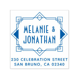 Sello Automático Dirección de devolución de borde de Boda Art Deco