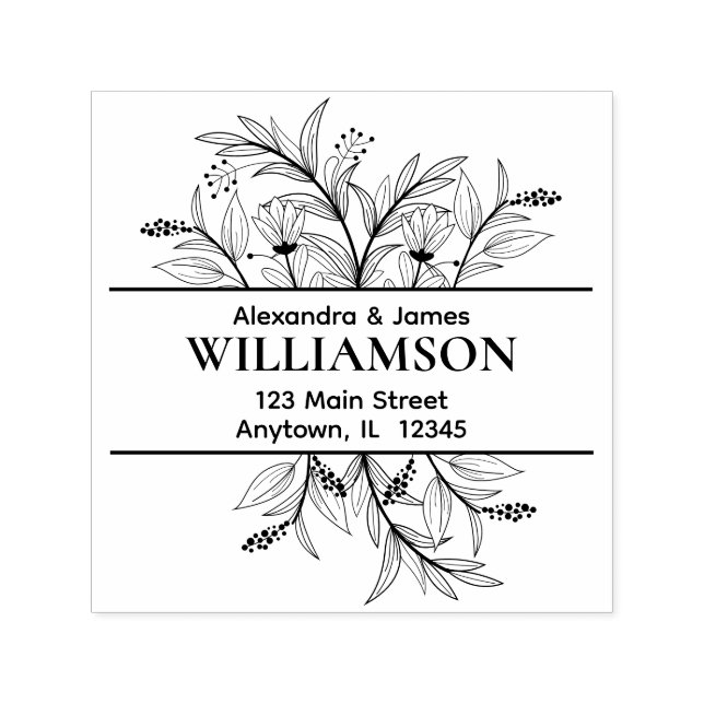 Sello Automático Dirección de devolución de borde floral (Diseño)