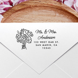 Sello Automático Dirección de devolución de Bouquet floral de mano 