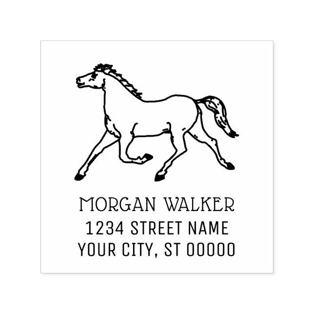 Sello Automático Dirección de devolución de caballo corriendo clási (Diseño)
