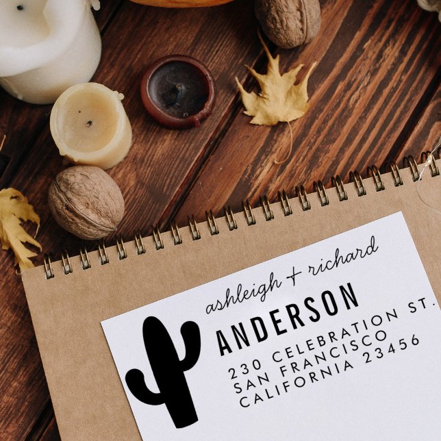 Sello Automático Dirección de devolución de cactus y nombres modern (Subido por el creador)